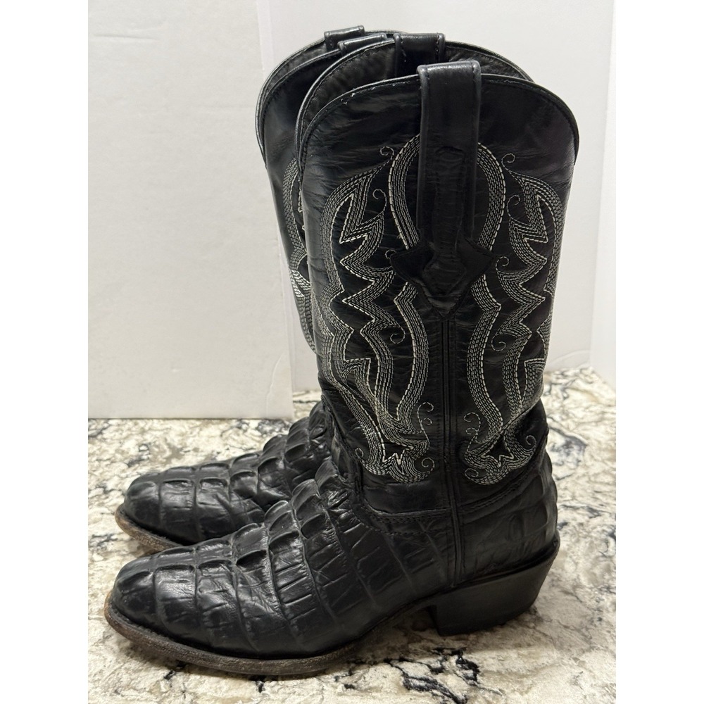 Hometown Heritage Black Gator Cowboy Boots Made Mexico US 7 Mex 26